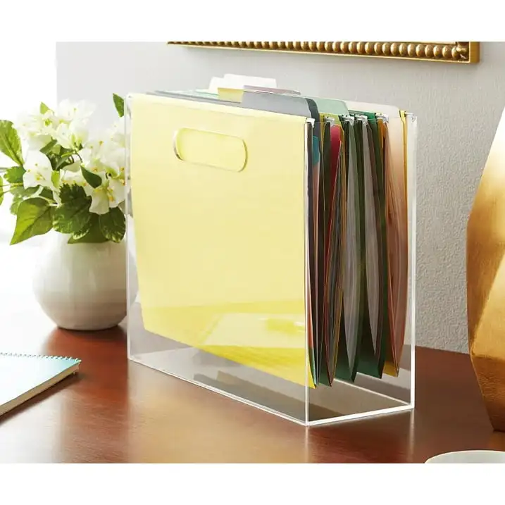 

(3 pack) Pen+Gear Acrylic Hanging Portable File Organizer with Handles Clear Color 12.24" x 4.45" x 10"