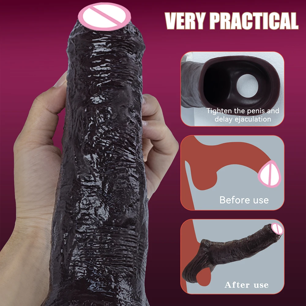 Penis Extender Cock Sleeve Men Adult Sexy Realistic Silicone Delay Ejaculation Enlargement Reusable Condom Training Sex Toys
