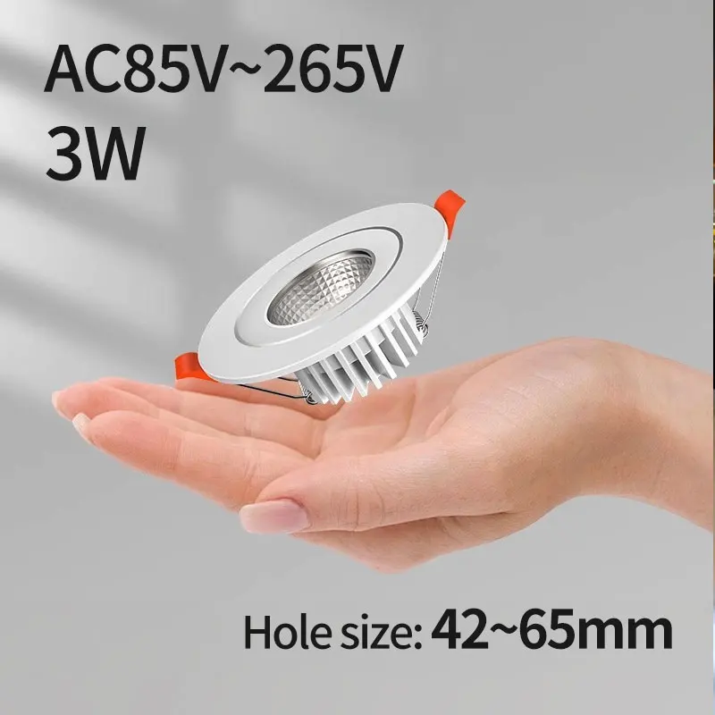 Wpuszczany mini reflektor 【otwór 42mm-65mm】 1w 3w lampa sufitowa LED 110 V 220 V wewnętrzna wbudowana mała oprawa typu downlight z zestawem sterowników