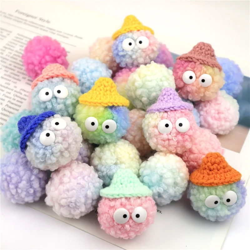 Gradient Color Pompoms Dust Elf Ball Mini Eye Pompon BallsPompom for Hole Shoes Shoe Handmade Accessories DIY Craft Supplies