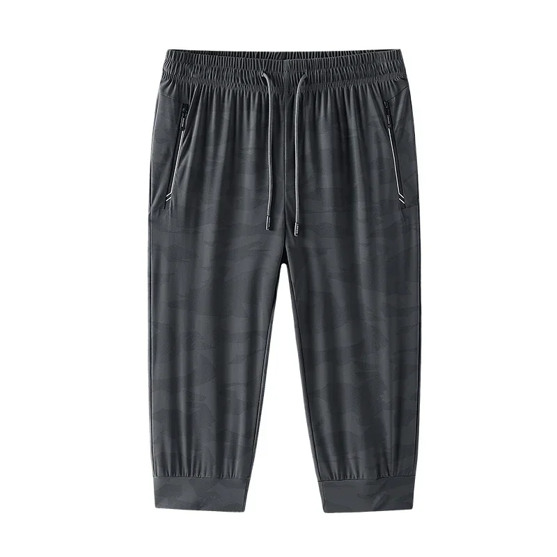 Pantalones cortos deportivos para hombre, Shorts finos de seda de hielo, holgados, de alta elasticidad, informales, de secado rápido, novedad de verano, 2024