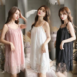 Lace Night Dress Lingerie Nightgown Mini Nightwear Women Sleep Dress Sleepwear