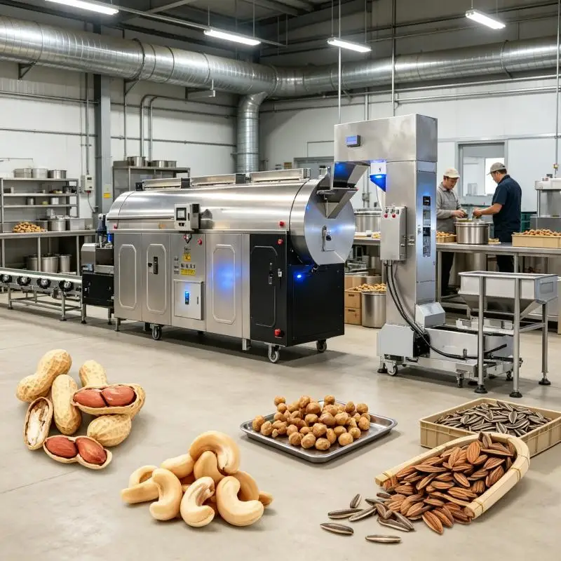 Industrial Gas Electric Continuous Groundnut Peanut Flavored Cashew Nut Cereal Roasting Roast Machine