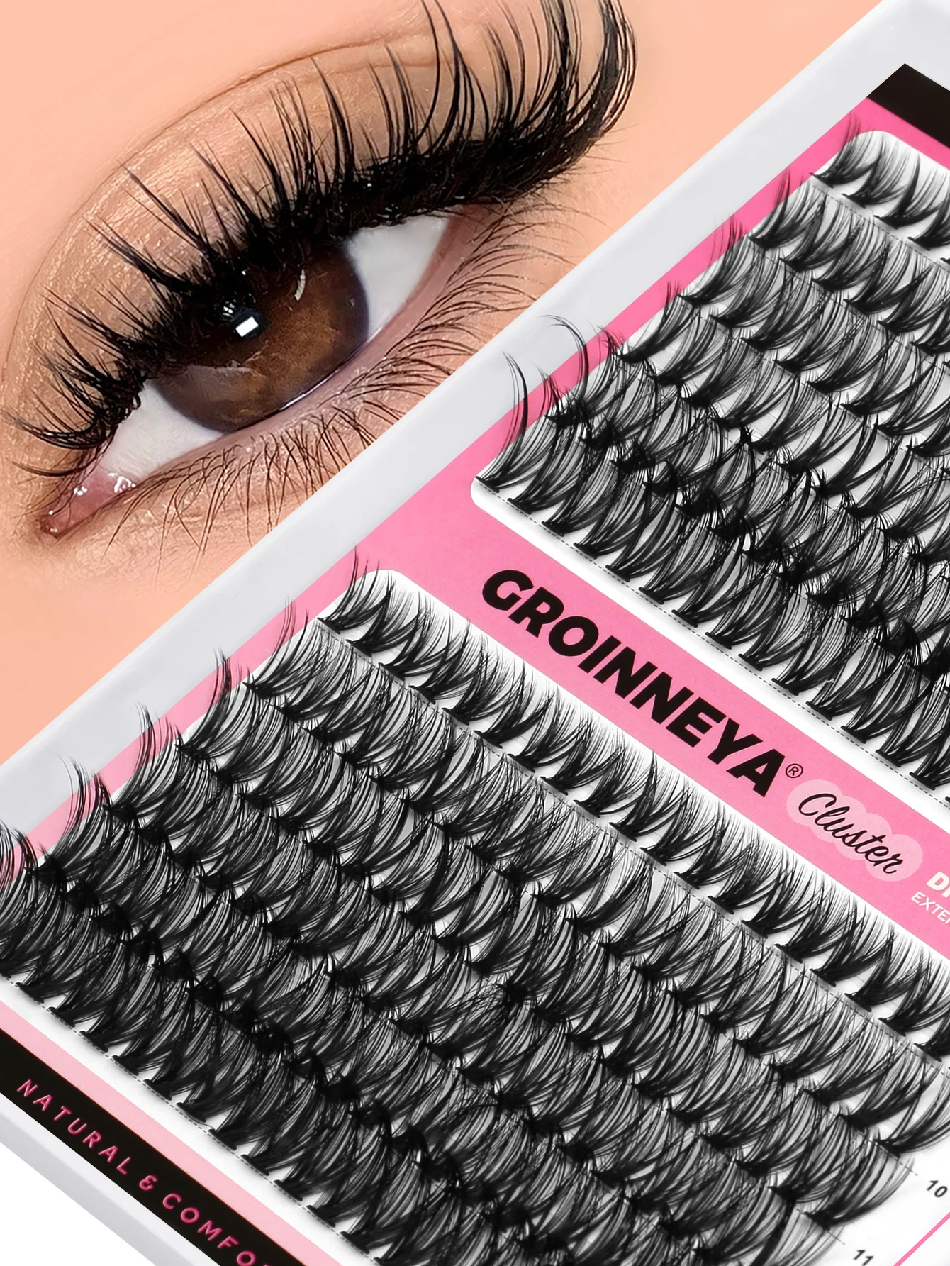 GROINNEYA DIY Wimpern 5D Flauschige Dicke Wimpern Cluster Mix Wispy Einzelne Wimpern Extensions