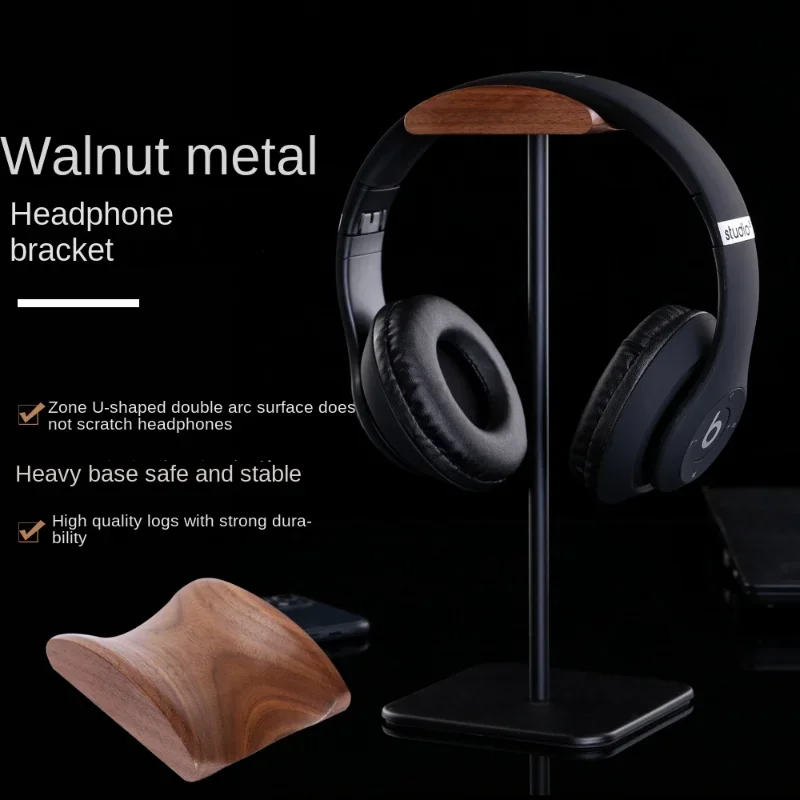 

Classic Wooden Headphone Headset Stand Earphone Holder Walnut Hanger Headset Display for All Headphone Size Walnut display stand