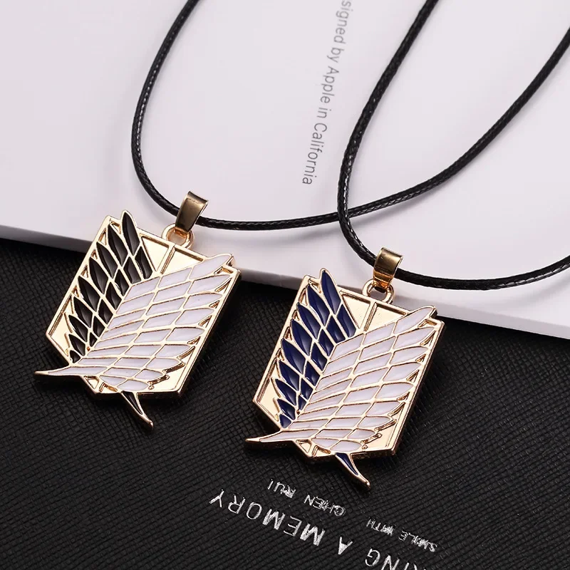 Anime Attack on Titan Alloy Necklace Wings of Liberty Shingeki Pendant No Kyojin Leather Chain Man Woman Cosplay Accessories