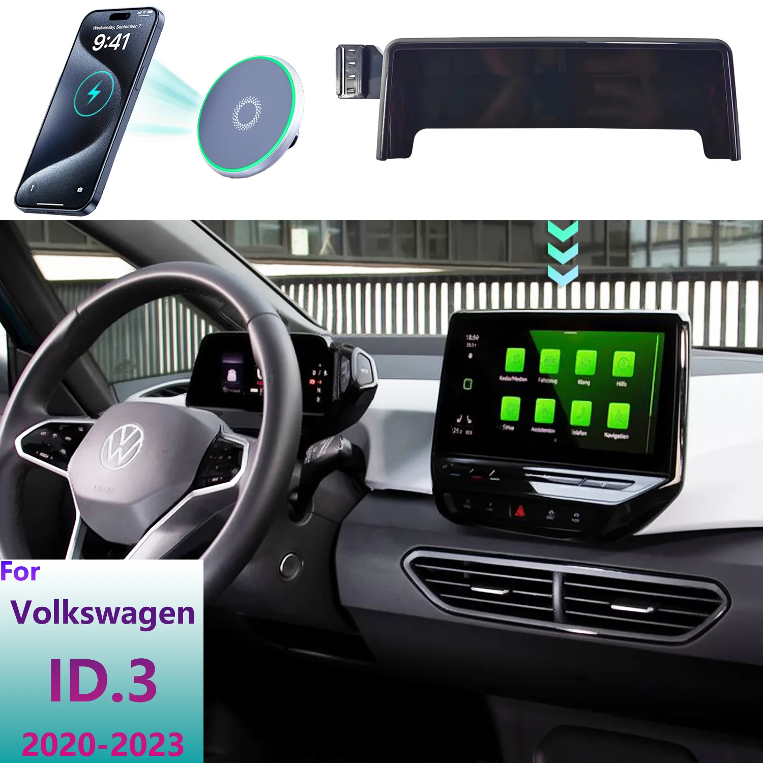 For Volkswagen ID3 ID 3 2020 2021 2022 2023 Phone Holder Car Magnetic MagSafe Wireless Charging Mobile Phone Car Screen Base