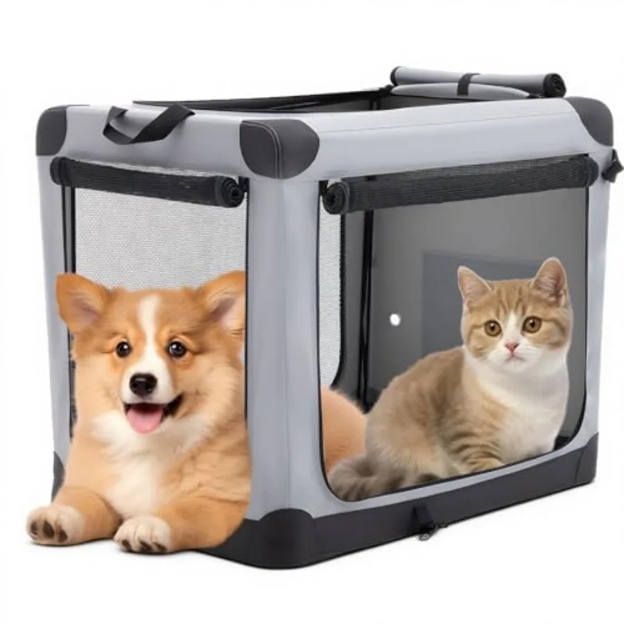 

24 Inch Portable Foldable Soft Dog Crate for Small Dogs Travel Pet Carrier with Storage Bag Washable Pad Indoor Outdoor Kennel