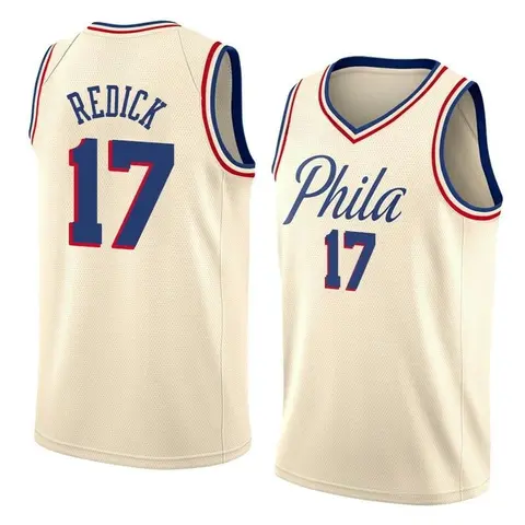 Retro Cream Fila Basketball Tank Top # 17 JJ Redick Red and Blue Striped Mesh Sleeveless Sportswear Fans