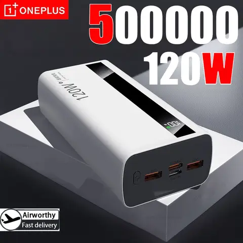 OnePLUS 50000mAh 120W carga súper rápida banco de energía de alta capacidad batería externa cargador de batería portátil para iPhone Samsung
