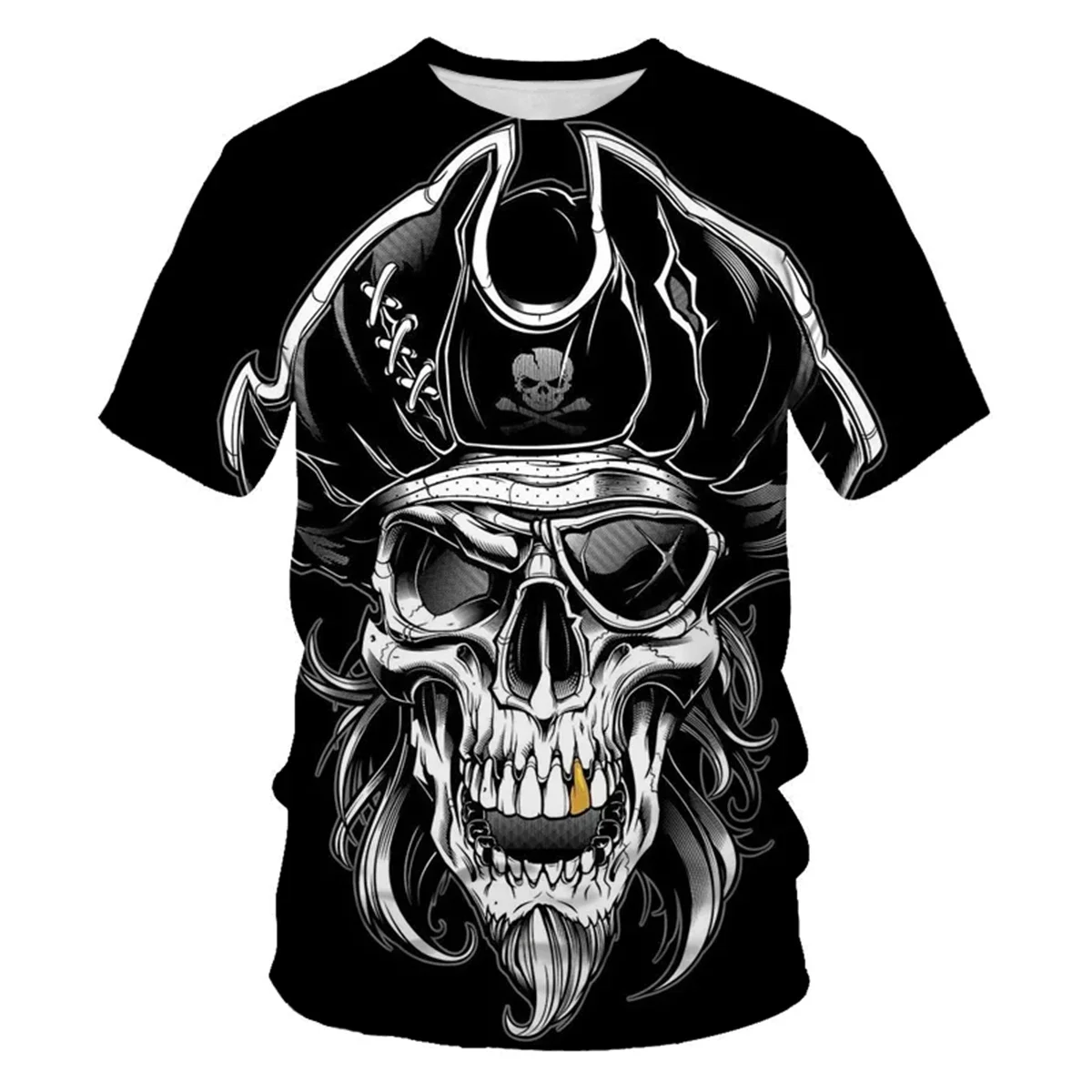 

Men's Versatile 3D T-shirt 3D Gothic Horror Skull Party Street Style Round Neck Short Sleeved Casual and Comfortable Top