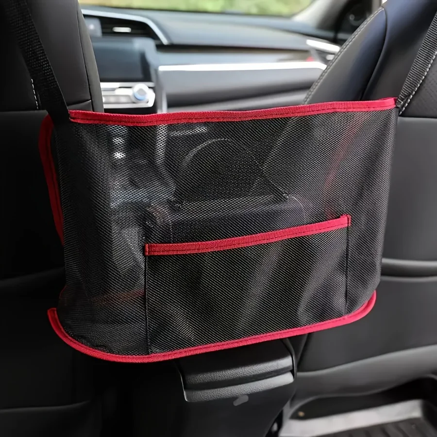 1PC high-quality car seat storage bag, universal for cars, multi-functional, with a barrier for placing items, a storage net