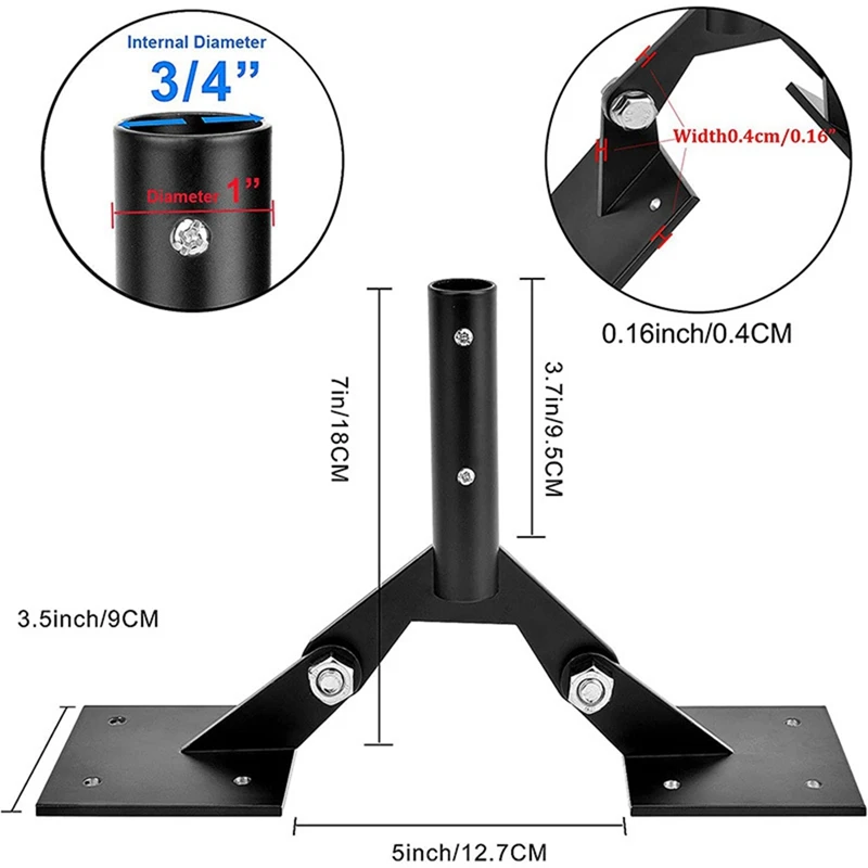 Wind Vane Bracket Garden Weathervanes Mount พร้อมฮาร์ดแวร์ปรับ Garden Wind Vane Roof Mount สําหรับ Backyard สีดํา