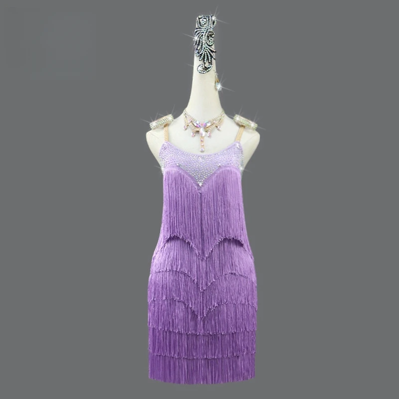 

Latin Dance Dress For Women's Competition Performance Girls Dance Fringed Costumes Skirt Practice Clothes Wear Sexy Customize