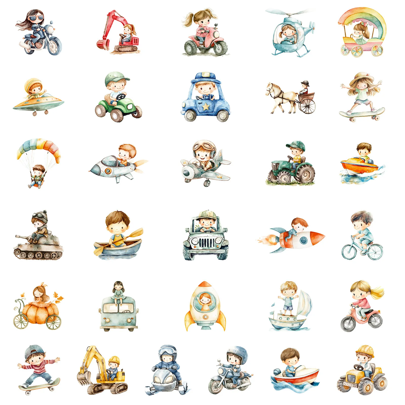 56 Pezzi Adesivi per Bambini con Piccole Auto Carine, Impermeabili, Decorazioni Cartoon per Graffiti, Fai-da-Te per Quaderni, Telefoni, Tazze, Biciclette