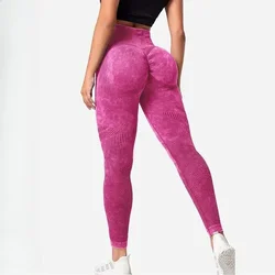 Seamless Workout Leggings Butt Lift Yoga Pants Women Stretch Fitness Outfits Sports Wear Gym Fuchsia Nylon