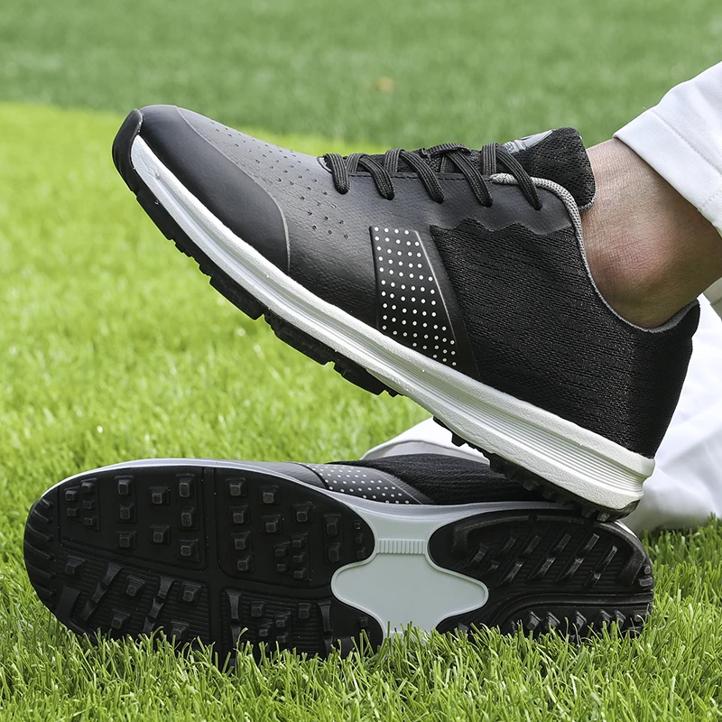 Men Golf Shoes Comfortable Breathable Men's Waterproof Golf Training Sneakers Black Gray Anti Slip Outdoor Sport Shoes