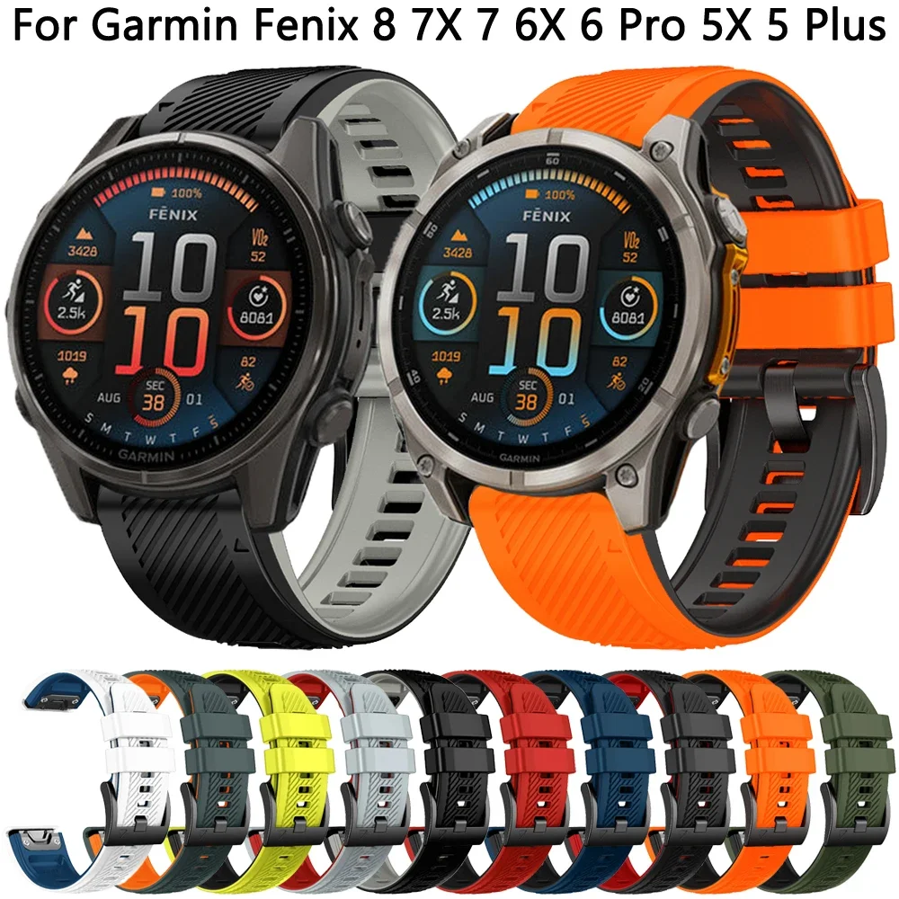 Strap 22mm 26mm For Garmin Fenix 8 7X 7 6X 6 Pro 5X 5 Plus 945 955 Silicone Watch Band Epix Pro Gen 2 47/51mm Enduro 3 Bracelet