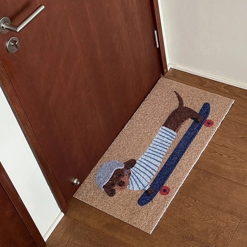 PVC Dachshund Doormat Cuttable House Entrance Welcome Mat Rug Carpet Anti Dust Pad Outdoor Aesthetic Home Room Decor 40x80cm