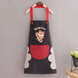 72*65cm Kitchen Apron Waterproof Cloth Cooking Pinafore Lovely Print Women Apron Cotton Canvas Adult Waist Workwear For Home