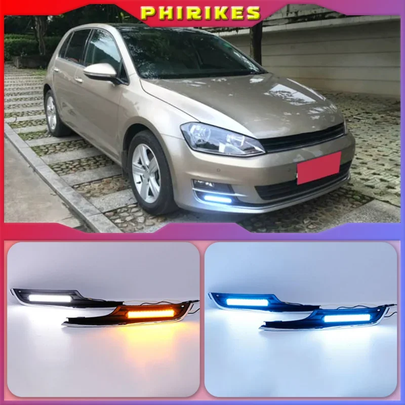 

Светодиодные дневные ходовые огни для VW для Volkswagen Golf 7 2013 2014 2015 2016 Автомобильные аксессуары 12 В DRL Крышка противотуманных фар 2 шт./компл.