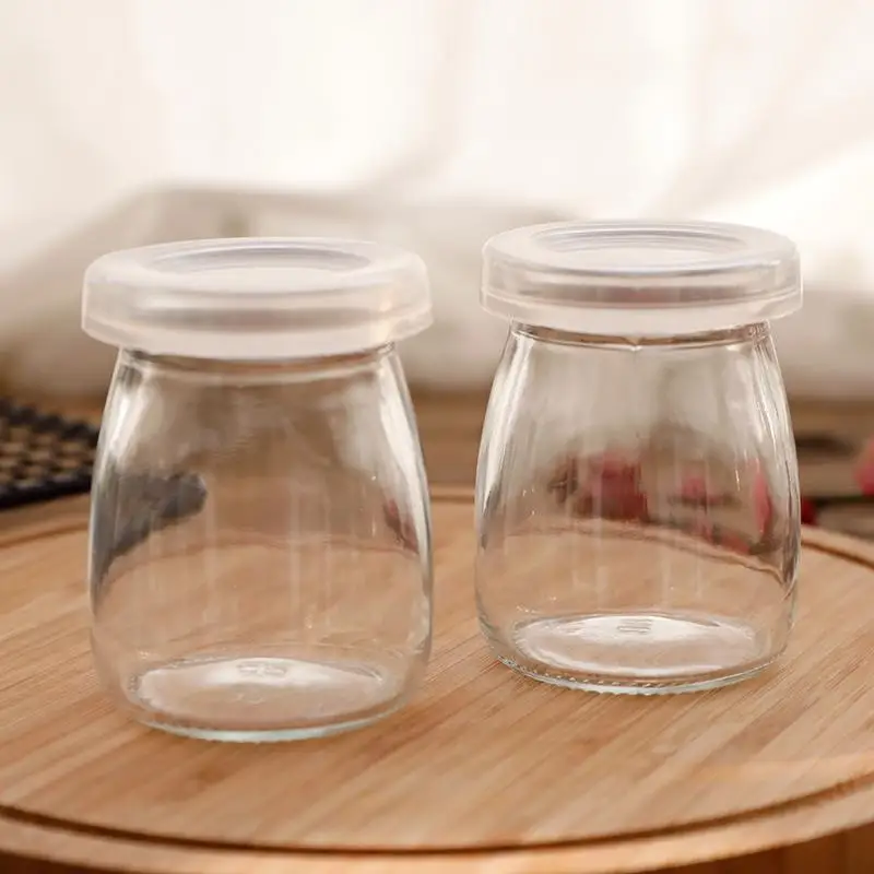 Clear Glass Food Bottle with Lid 100/150/200ML Pudding Yogurt Container Milk Jams Jelly Mousse Honey Spice Storage Jars Mini Cup