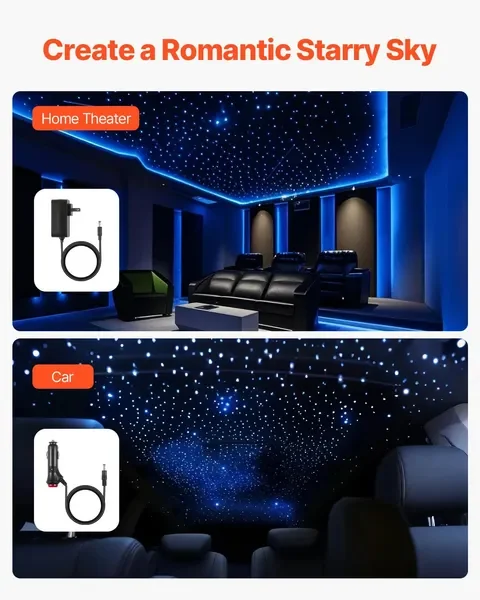 900개 헤드라이너 스타 라이트 키트 천장 반짝이 조명 광섬유 가정용 자동차용