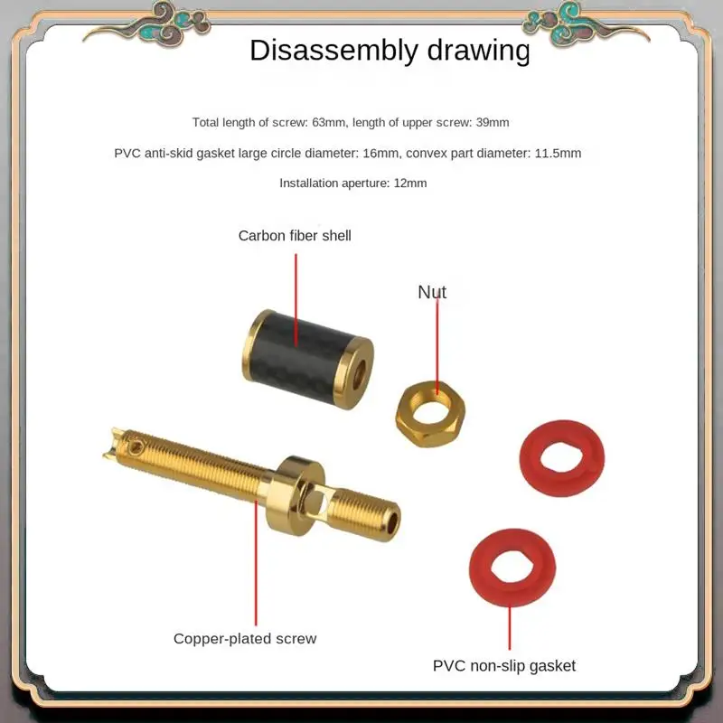 Durable 4Pcs HIFI Audio HIFI Gold Plated Copper Speaker Binding Post Female Banana Jack Connector Long Column Without Welding