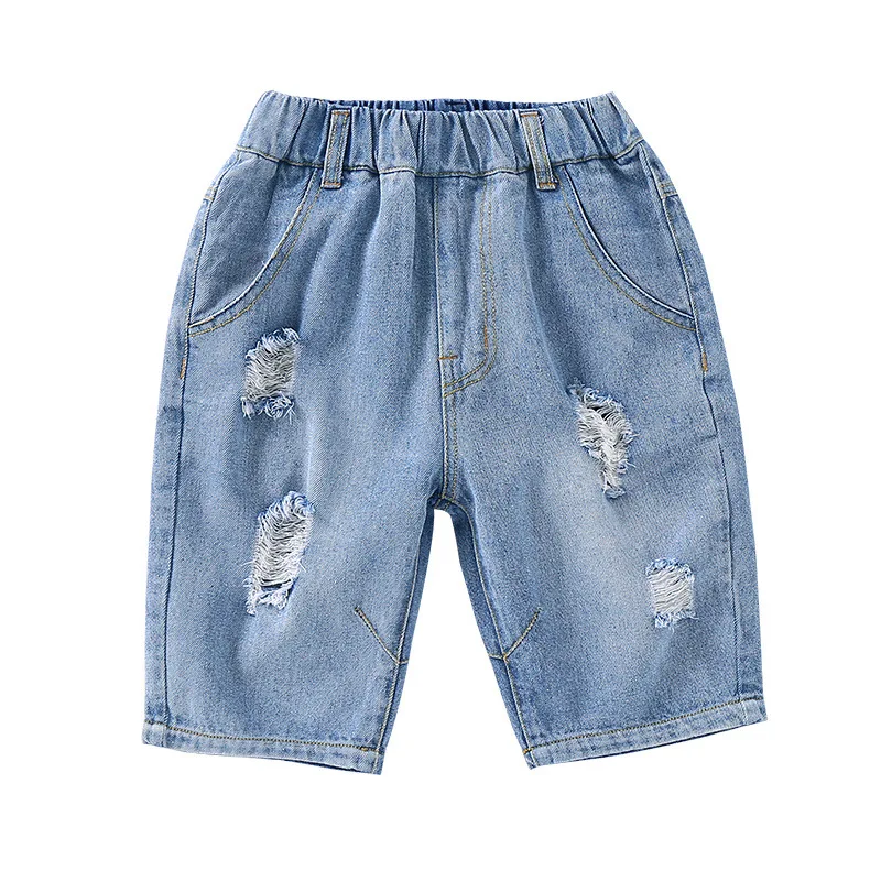 Kids Ripped Shorts for Boys Casual Denim Short Children Summer Beach Jean Shorts Child Solid Pant with Hole 6 8 10 12 14 Years