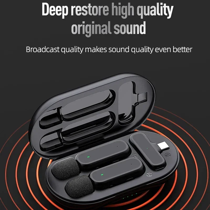 

Wireless HD Radio Live Microphone K61 Dual Mic 20 Meters for Mobile Phone for Short Video Recording