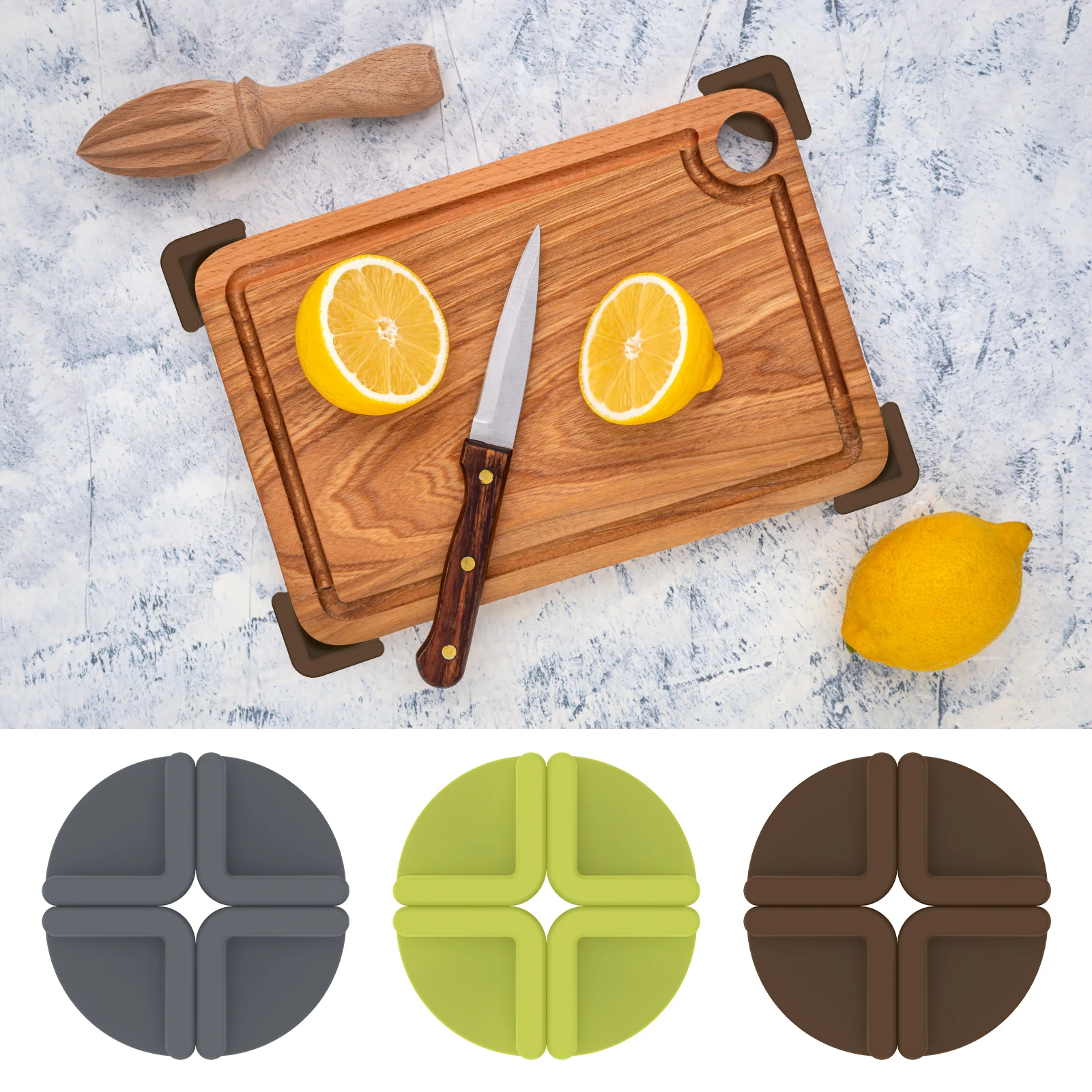 

3Pcs Silicone Non Slip Mat Cutting Board Rubber Anti Skid Feet Bottom Firmly Adsorbs Countertop​ Not Damage Counter Protect Pad