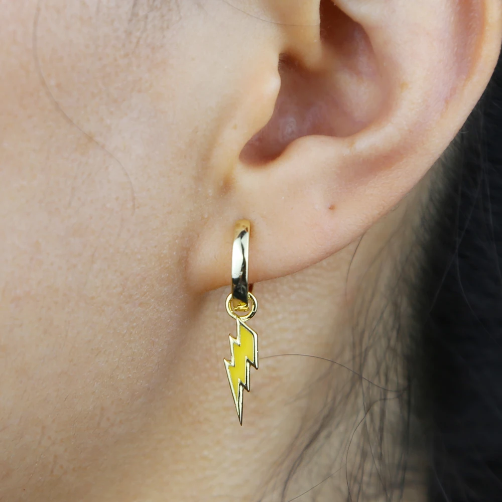 النيون المينا البرق الترباس سحر استرخى هوب القرط الذهب اللون قوس قزح الملونة فتاة النساء المجوهرات #5