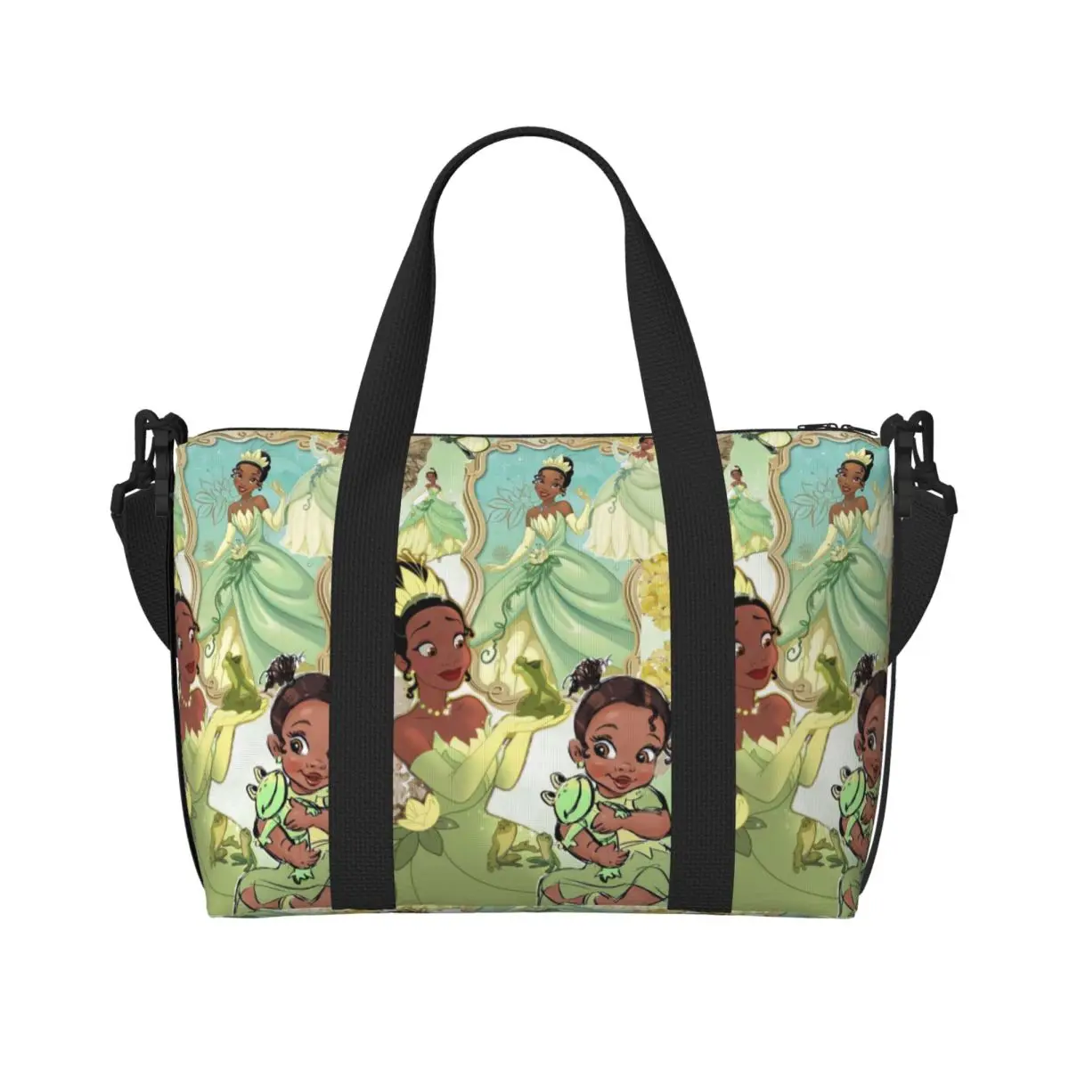 

Пляжная сумка-тоут с принтом «Принцесса и лягушка» для женщин, большая вместительная сумка для спортзала, пляжа и путешествий