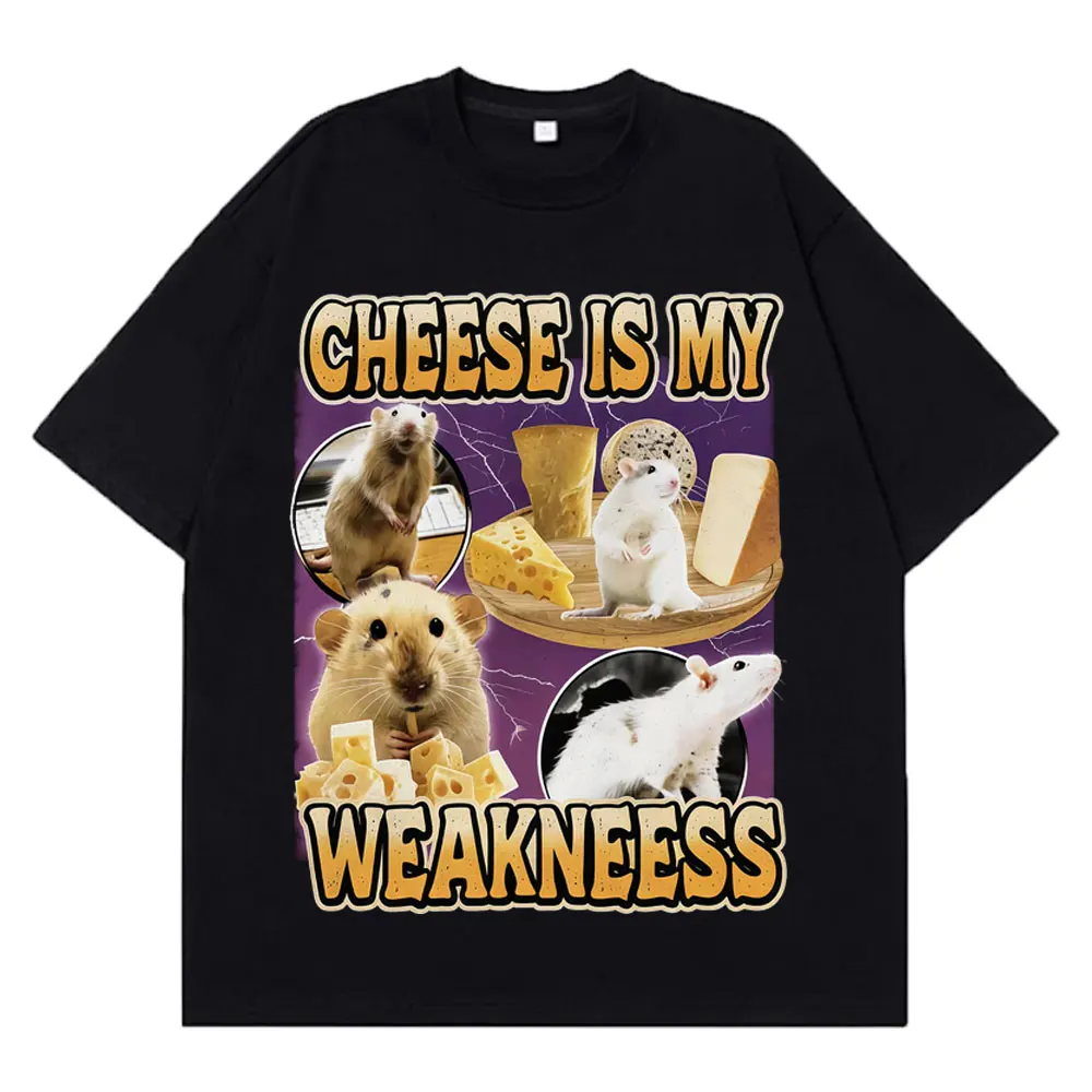 

Футболка Chease Is My Weakness Funny Cheese Rat Love Cheese Meme для мужчин и женщин, футболки в стиле хип-хоп с короткими рукавами, свободные футболки в стиле Харадзюку