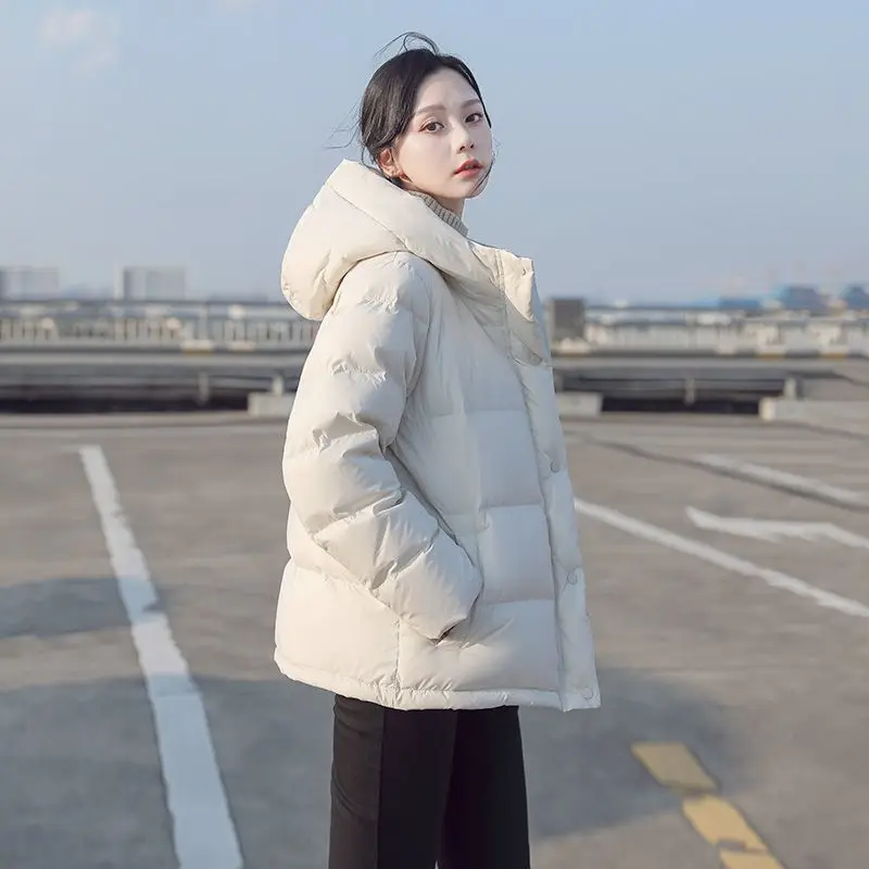 

Fashion Warm Cotton Padded Coat Female Winter 2026New Thicken Short Down Jacket Women Parkas Hooded Outcoat Temperament Overcoat