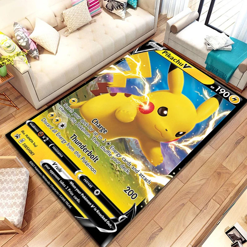 

Pokemon Anime Card Pattern Large Area Rug 3D Carpet for Home Living Room Children's Bedroom Sofa Non-slip Kids Doormat Decor Mat