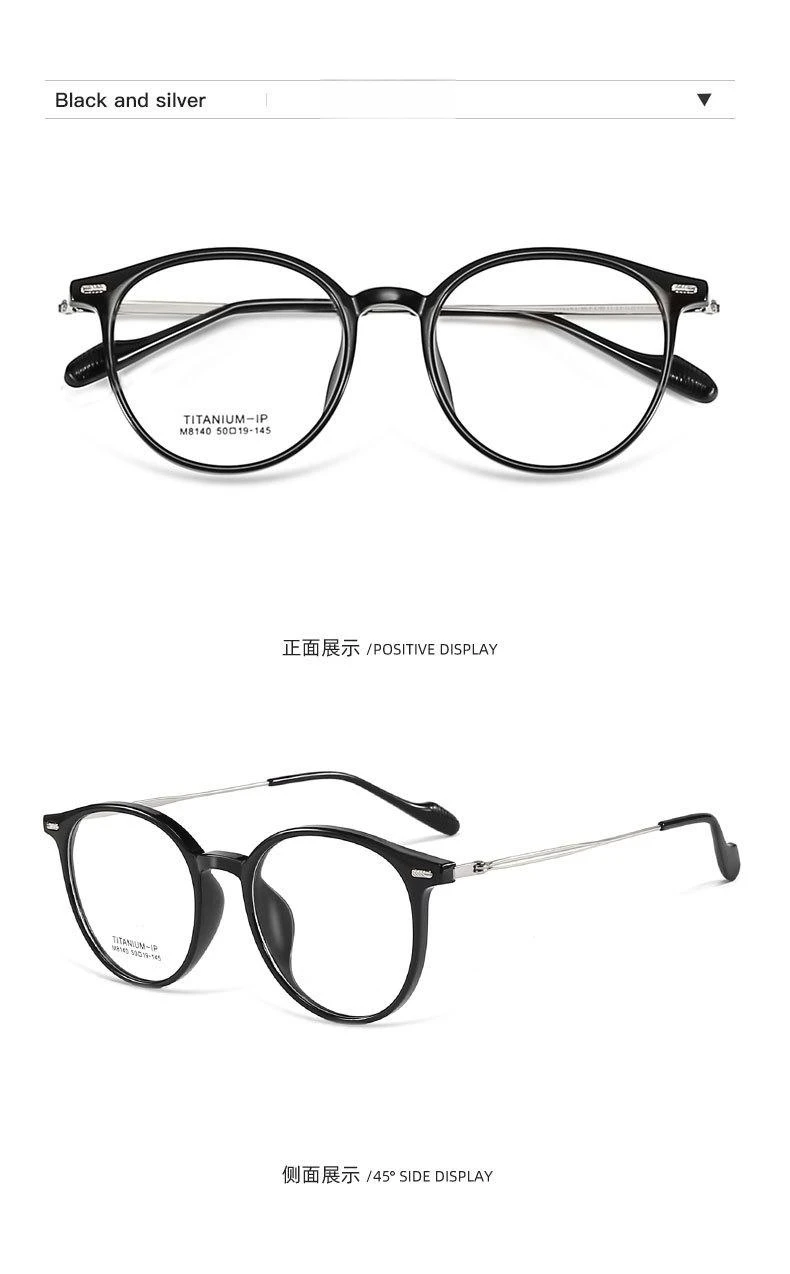 YIMARUILI Mode Ultra-licht Flexible TR90 Brillen Männer Retro Runde Reinem Titan Optische Brillen Rahmen Frauen – Detail 13