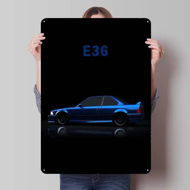 

Bmw E36 Классический автомобильный металлический плакат Винтажный декор комнаты Мужчины Металлические жестяные вывески для украшения стены дома и украшения Кофе-бар