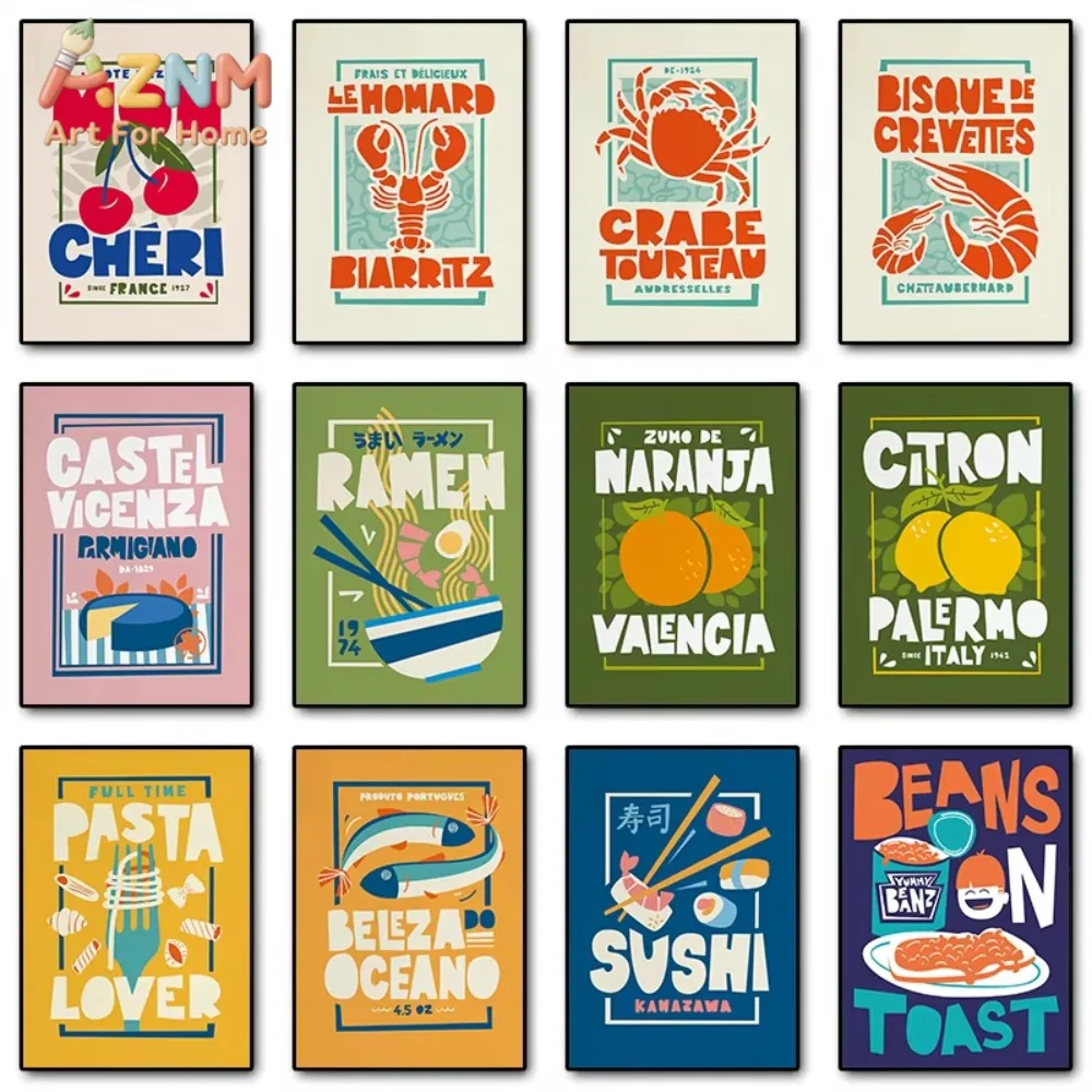 

1 шт. Забавный мультяшный постер с едой: «Бобы на тосте» — апетитная цитата, картина на холсте, настенное искусство для декора столовой и кухни