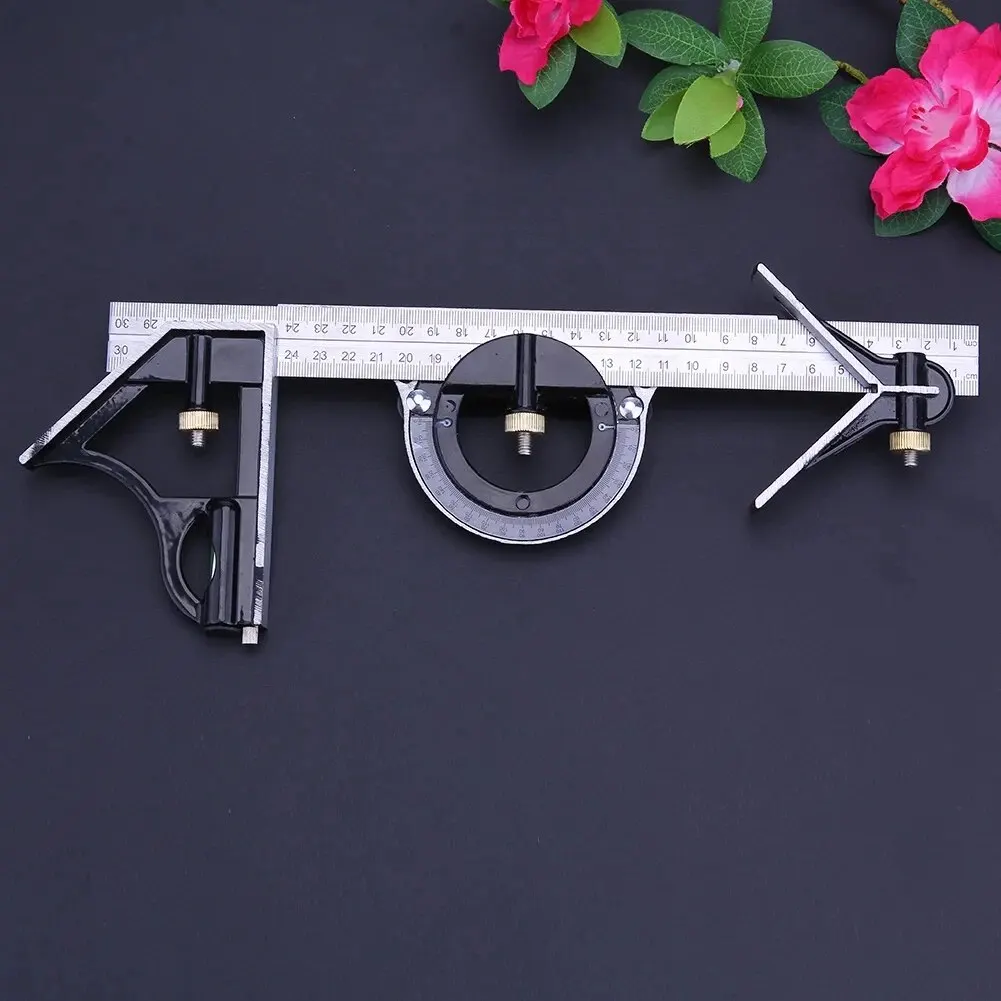 3 In 1 300mm Adjustable Measuring Ruler Multi Combination Square Angle Finder Protractor Tools