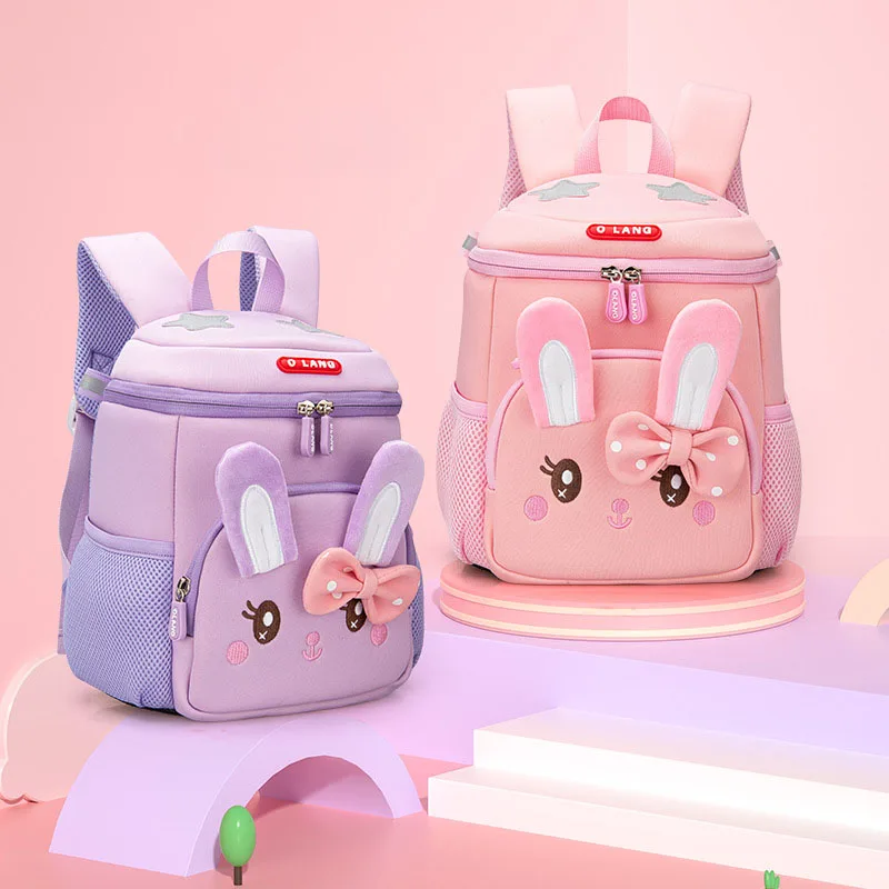 Cute Cartoon Rabbit School Bags for Girls Kids 2023 Waterproof Backpack Ultra-light Kindergarten Primary Kawaii Travel Bookbag