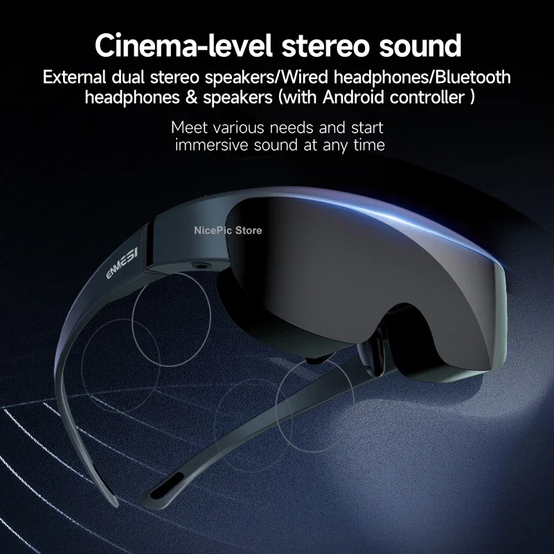 ENMESI V50 1080P HMD OLED نظارات AR عالية السطوع مع الديوبتر 400 بوصة HD شاشة عملاقة سينما خاصة