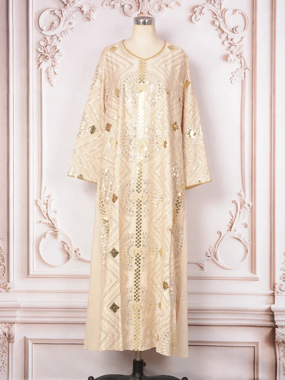 Eid Abaya femmes Robe musulmane Jalabiya paillettes robes Largos fête Caftan Ramadan robes longues dubaï caftan Robe arabe 2025