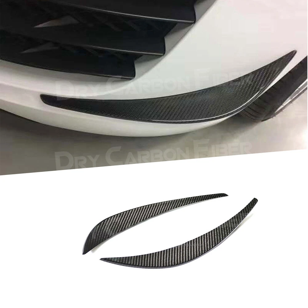 2PCS Carbon Fiber Front Bumper Side Fin Trim Cover Canards Splitters Spoiler For Audi R8 2008-2015 Car Styling