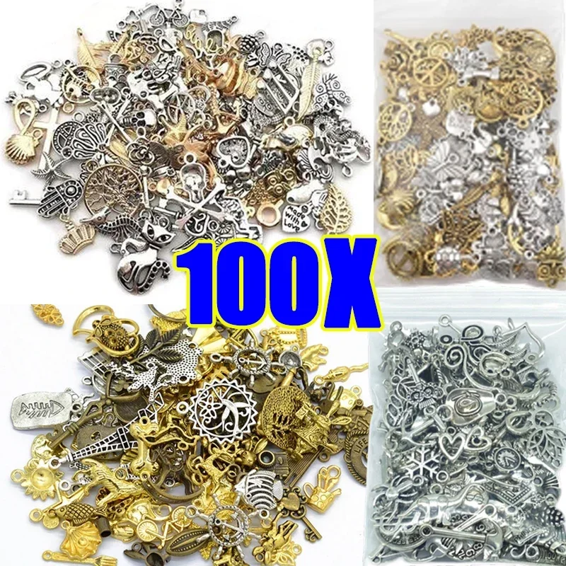 100pcs Tibetan Silver Mixed Pendant Animals Charms Beads for Jewelry Making Bracelet Earrings Necklace DIY Craft Art Charms