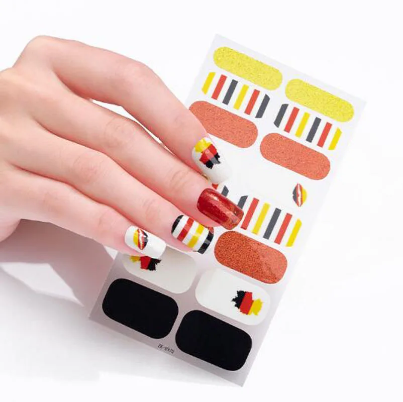 Festival nazionale Involucri per unghie Decalcomanie Adesivo per smalto glitter impermeabile Manicure fai da te Decorazioni per strisce per unghie Pegatinas Para