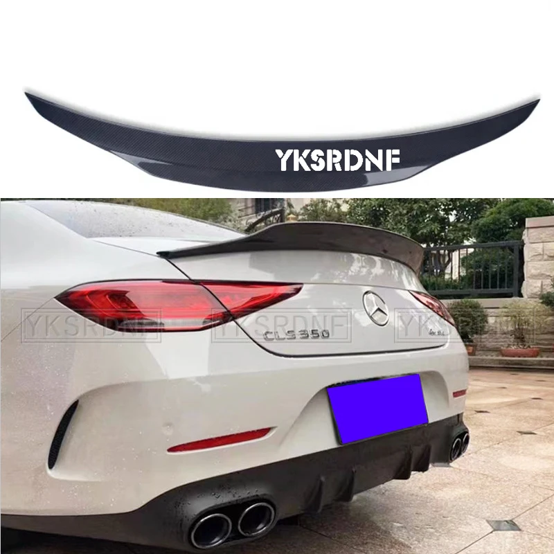 For Mercedes-Benz CLS W218 PSM Style Carbon Fiber Rear Spoiler Trunk Wing 2011-2017 FRP Glossy black