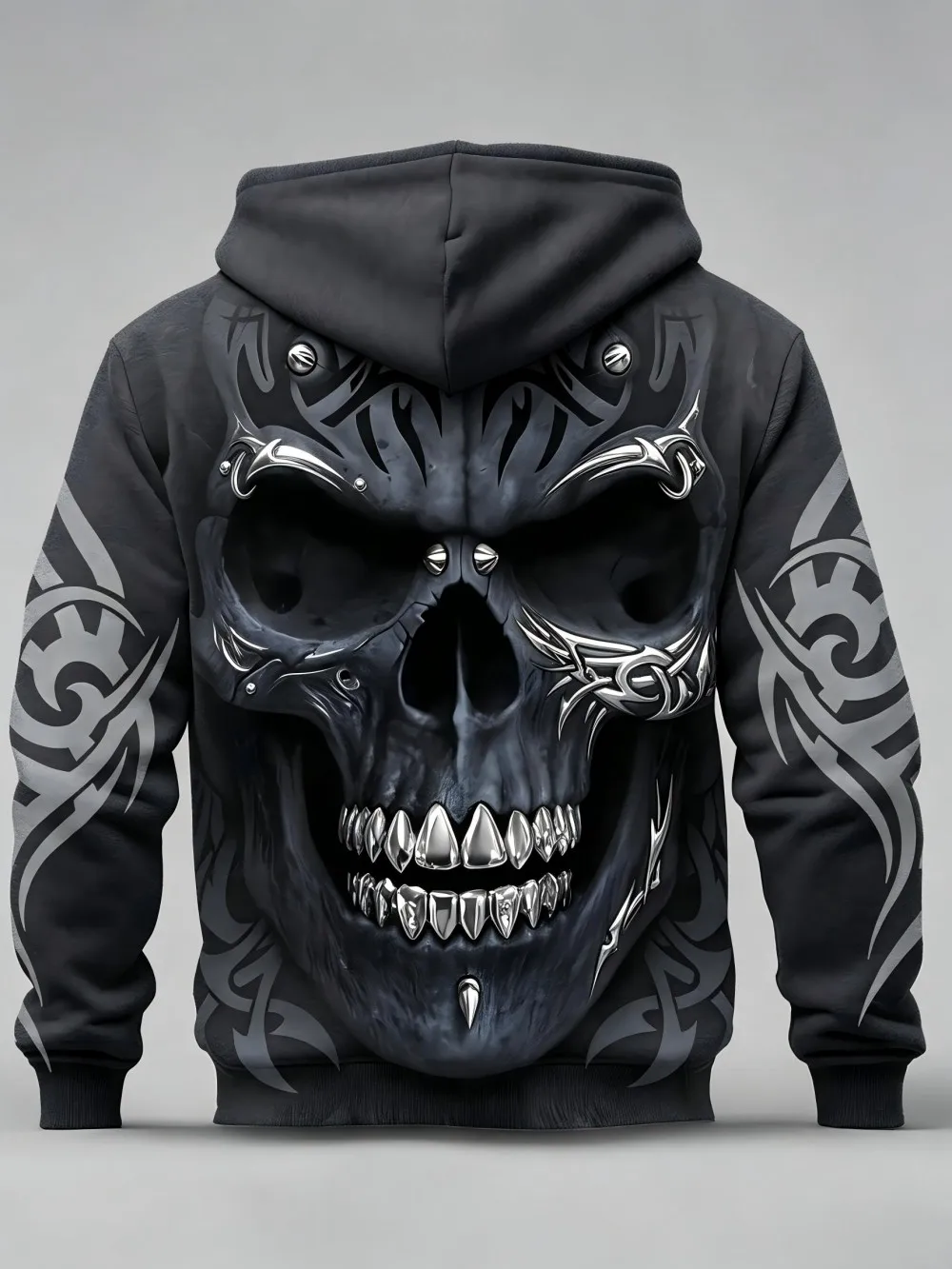 Sweat-shirt à capuche pour hommes européens et américains, nouvelle collection automne, imprimé crâne d'horreur, doux et confortable, idéal pour les sorties en ville.