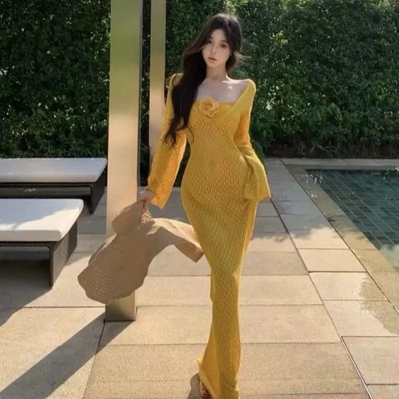 2025 ใหม่ดอกไม้ขิง Strapless ชุดว่ายน้ําแยกผู้หญิงบิกินี่กระโปรงยาว COVER UP Island วันหยุดชุดสามชิ้น