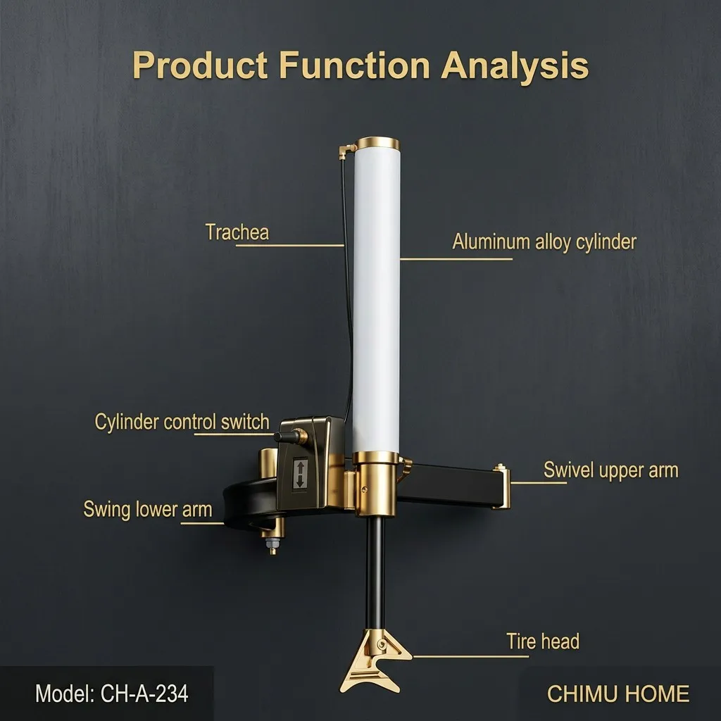 

【CHIMU HOME】 Left Auxiliary Arm for Tire Changer Machine Pro-Grade Pneumatic Assistant Arm for Run-Flat Tire Change